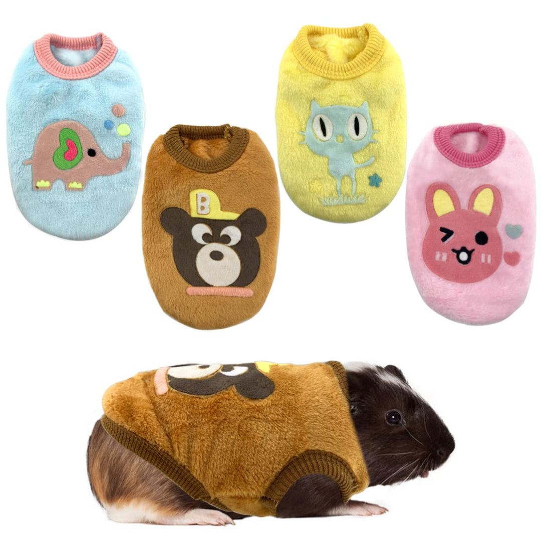 Vehomy 4Pcs Rabbit Bunny Clothes Guinea Pig Clothes Costume Small Pet Cozy Fleece Vest Warm T-Shirt Sweater for Ferret Teacup Poodles Puppy Kitten and Other Small Animals 3XS