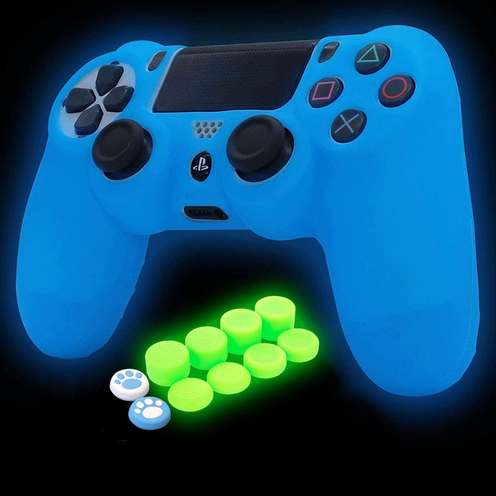 Green Anti-Slip Glow in The Dark Protective Silicone Cover Skin Grips Compatible with PS5 Controller,8 PCS Thumb Grips Caps and 2 Grips Caps Glow in The Dark.