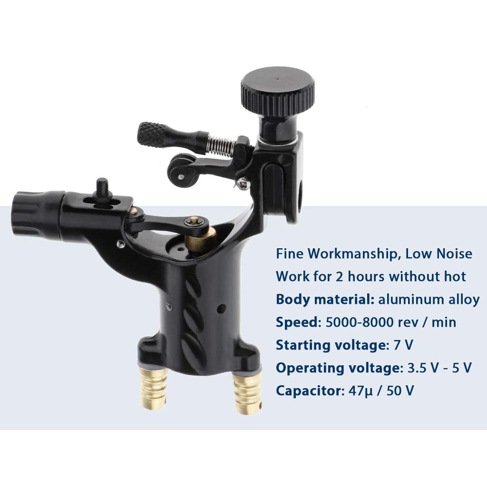 Rotary Tattoo Machine, Silent Alloy Dragonfly Rotary Motor for Liner Shader with Tattoo Machine Handle (Black)