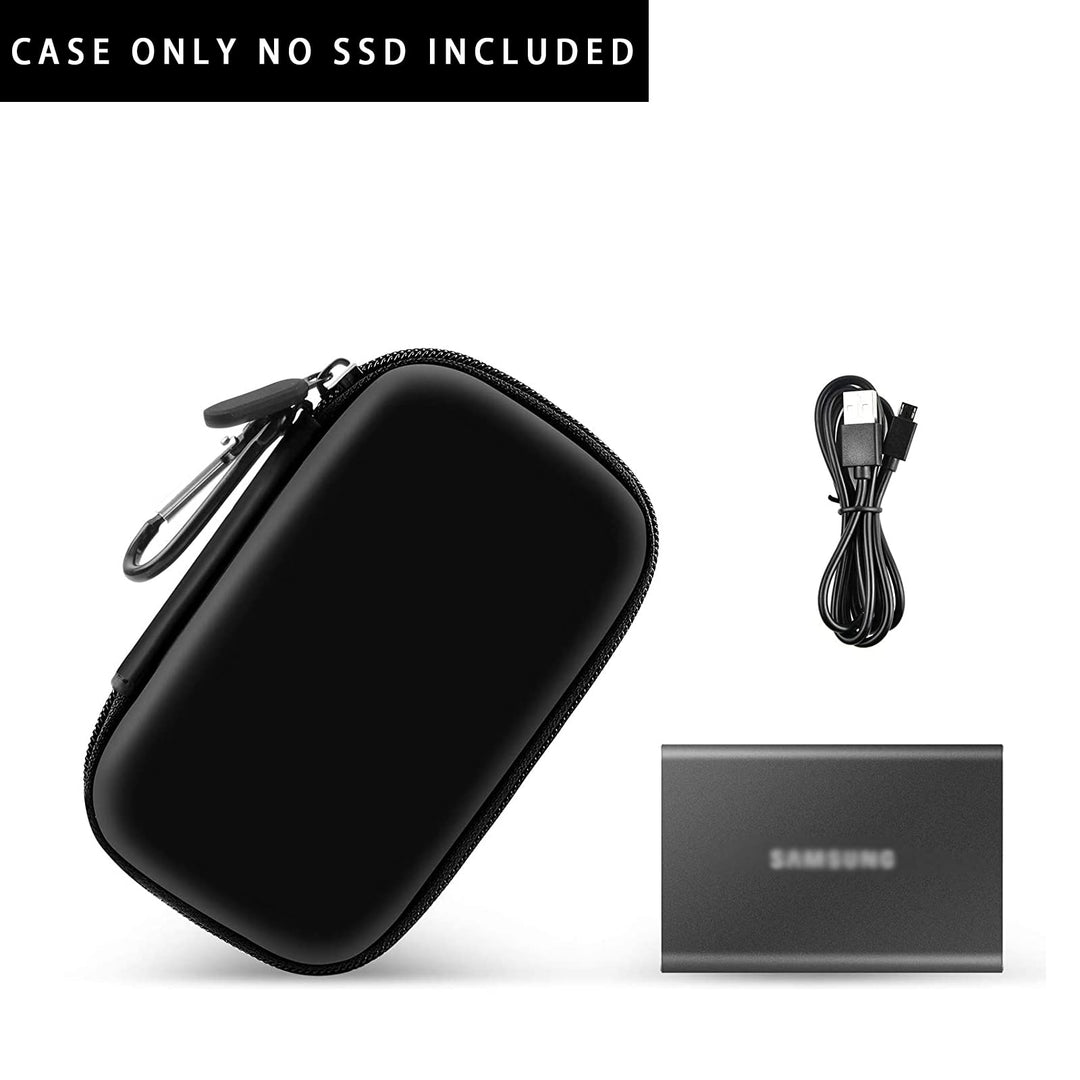 Case Compatible with Samsung T7/ T7 Touch Portable SSD 1TB 2TB 500GB USB 3.2 External Solid State Drive, Travel Carrying Storage Organizer Fits for USB Cables and More Accessories (Black)