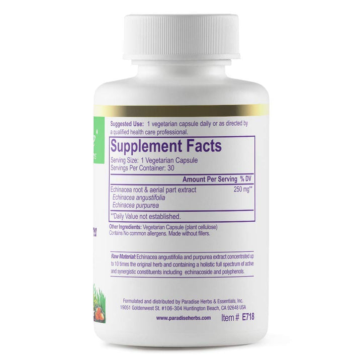 Paradise Herbs Echinacea Vegetarian Capsules, 30 Count
