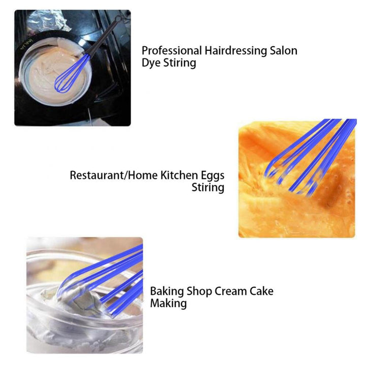 Whisk Set, 5 PCS Plastic Salon Barber Hairdressing Hair Color Dye Cream Whisk Kitchen Balloon Whisk Mixer Stirrer Tools