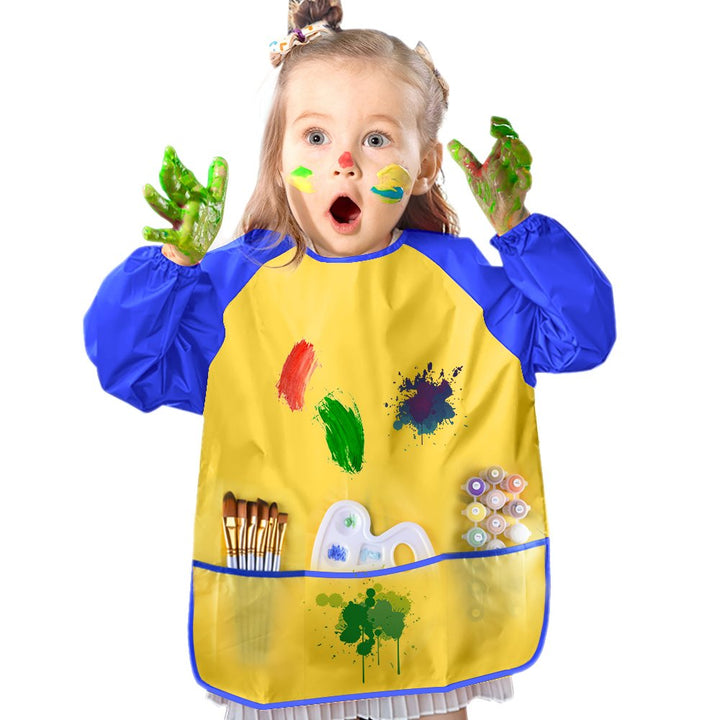 Childrens Kids Toddler Waterproof Play Apron Art Smock with 3 Roomy Pockets - Painting, Baking, Feeding Smock - Age 2-4 years (Paints and Brushes not included)
