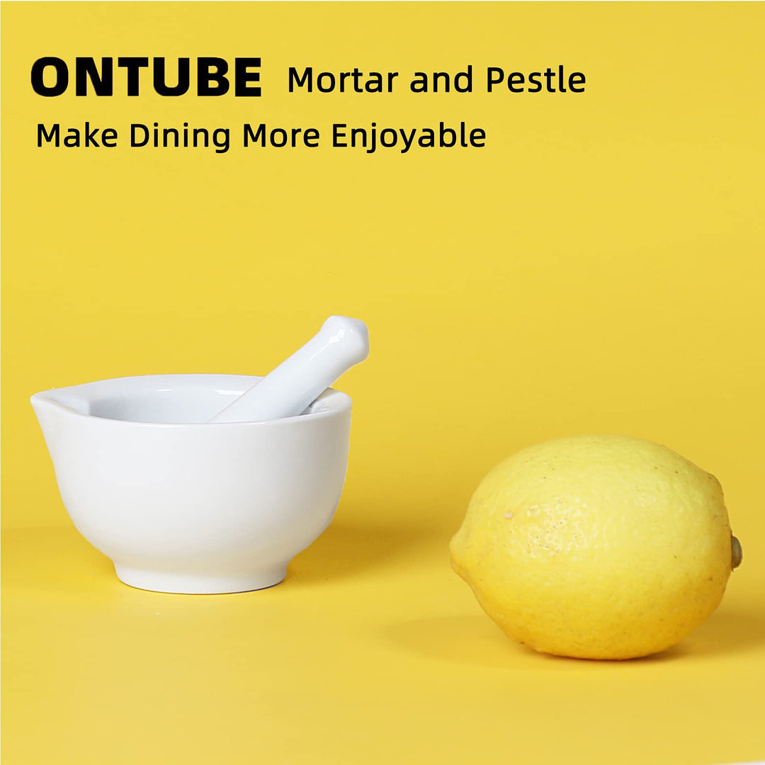 Mortar and Pestle Set, Ceramic Stoneware Spice Herb Grinder Pill Crusher Set (3.2 Inch)