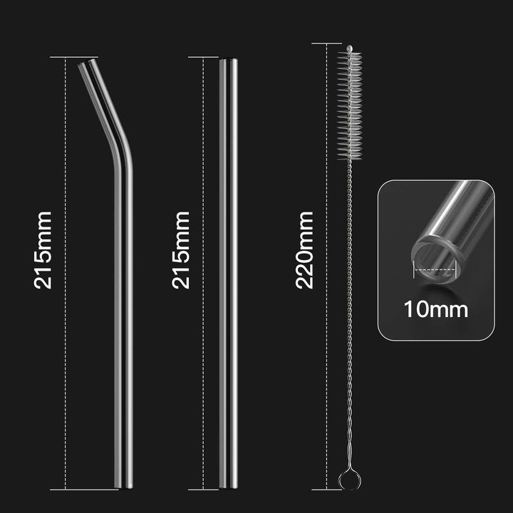 8 Pack Glass Straws- 4 Straight 4 Bent