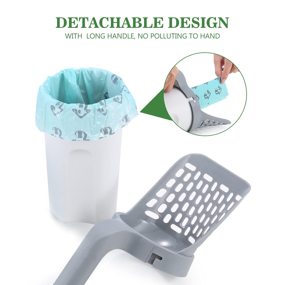 PETIZER Premium Cat Litter Scoop with 90 Count Refill Bags, Integrated Detachable Litter Shovel with Waste Container, Large Portable Cat Scooper with Holder, Kitty Poop Scooper & Easy Storage Caddy