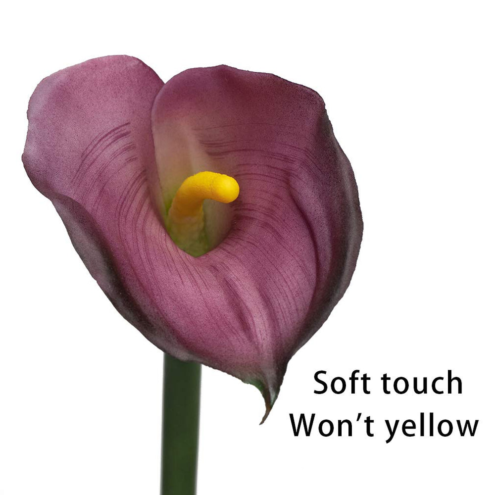 Artificial Flowers Calla Lilly 25.6'' Large Latex Fake Bouquet Soft Real Touch Long Stem Plants 5 Pcs for Home,Living Room,Bedroom,Dining Table,Office,Weddings Party Garden Décor(Purple)