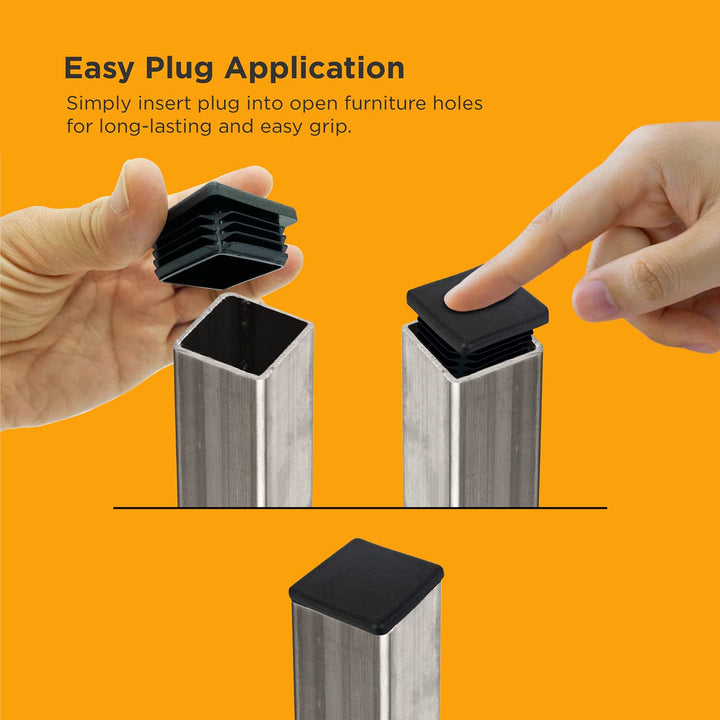 1 inch Square Tube Unistrut end caps, Suitable for Frame Hole Tube Plugs, Chair Leg Inserts, Glide Protection for Furniture and Floor by Prescott Plastics – Pack of 20
