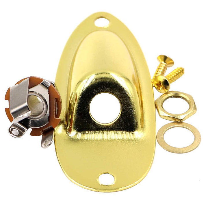 Guitar Input Jack Socket Plate Output Loaded Boat Style 1/4 Inch with Screws|for Electric Guitar Replacement Parts (Gold)