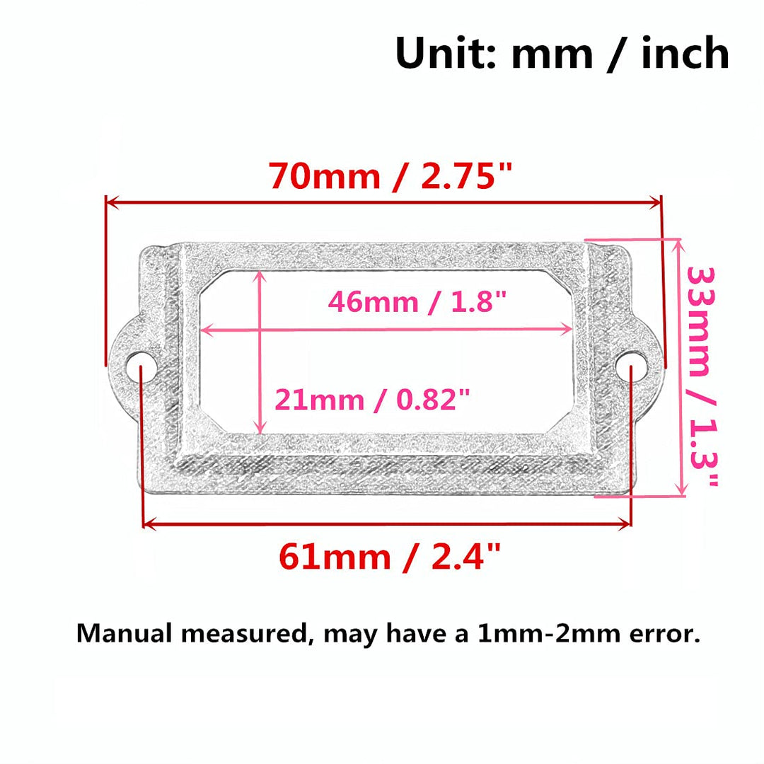 [32 Pack] Antique Bronze Office Library File Drawer Cabinet Card Tag Label Holder Metal Frame 70mm x 33mm