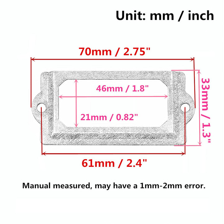 [32 Pack] Antique Bronze Office Library File Drawer Cabinet Card Tag Label Holder Metal Frame 70mm x 33mm