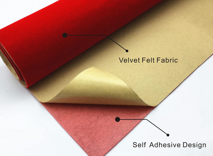 Red Self Adhesive Velvet Fabric Sticky Felt Sheets for Art &amp; Crafts, Jewelry Box, Drawer Liners- 2PCS x (17.3 inch x 39.3 inch)
