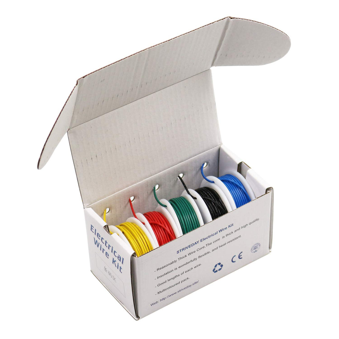 FEP Teflon High Temperature Wire of 24awg with Red Blue Green Yellow Black Colors in Box Each Color 10m Magnet Wire.