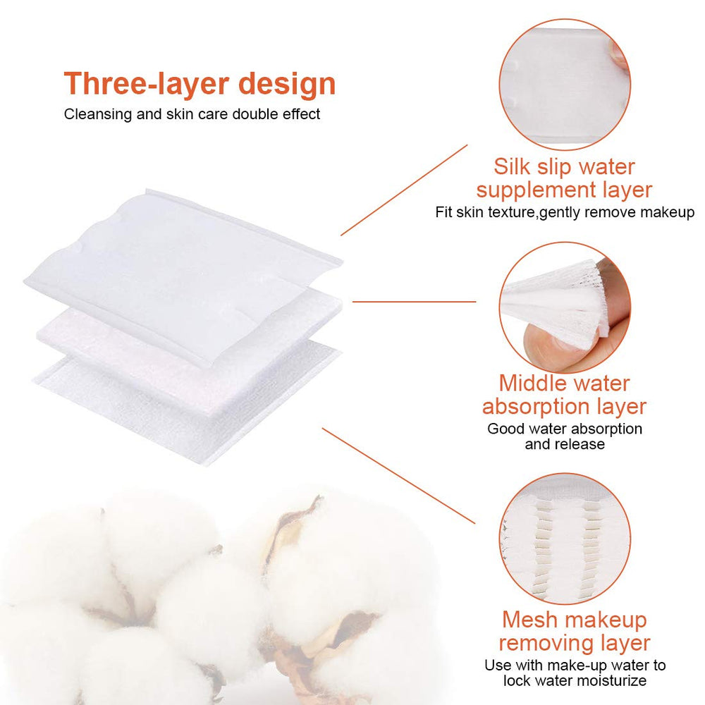 100% Natural Cotton Pads,Effectively Cosmetic Cotton Cosmetic Facial Eye Makeup Remover Pads,Double-Side Save Water Soft Gentle Makeup Tools(222PCS)