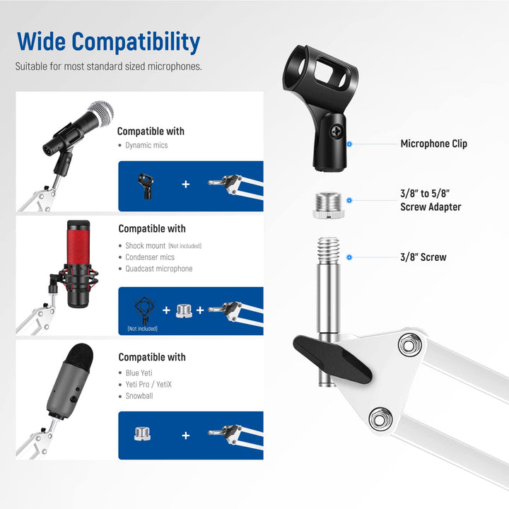 NEEWER Microphone Arm Stand, Suspension Boom Scissor Mi