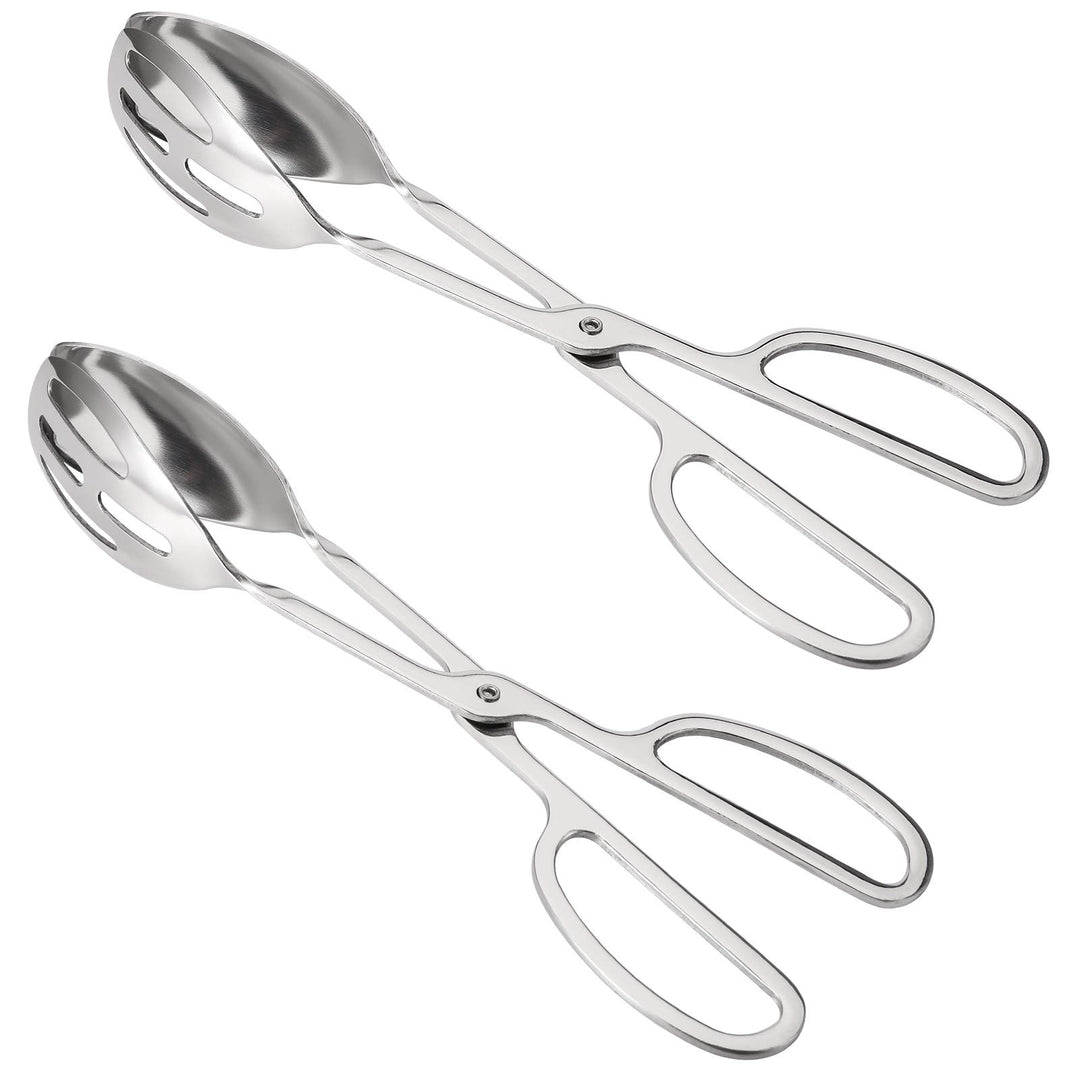 2 Pack Buffet Tongs Salad Tongs, 10 Inch Stainless Steel Food Serving Tongs Bread Tongs with Scissor Handles for Kitchen, Party
