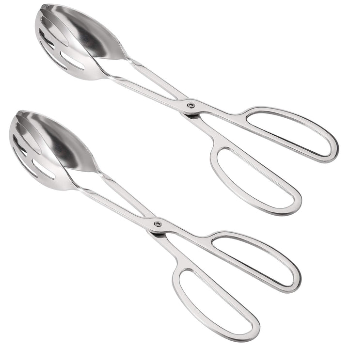 2 Pack Buffet Tongs Salad Tongs, 10 Inch Stainless Steel Food Serving Tongs Bread Tongs with Scissor Handles for Kitchen, Party