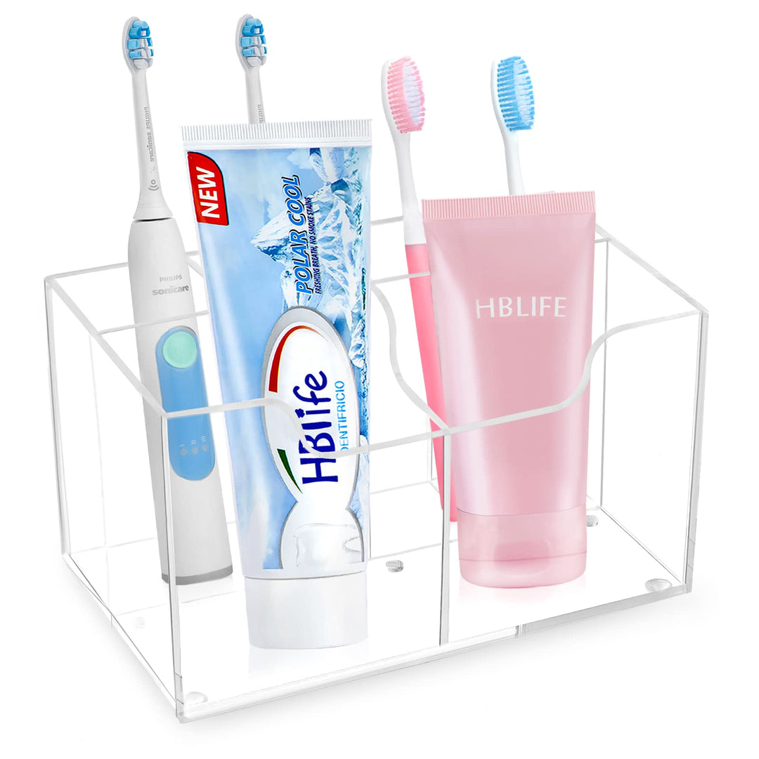 Small Toothbrush Holder for Bathroom, 5 Slots Clear Acrylic Bathroom Accessories Organizer for Small Spaces