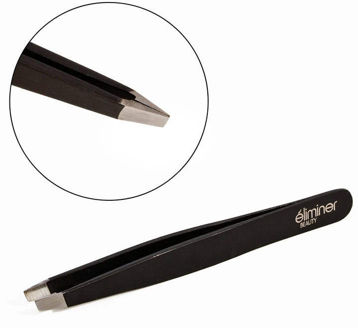 Black : Expert Slant Tip Tweezers, Stainless Steel, Perfect for Eyebrow Shaping, 100% Satisfaction Guaranteed (black)