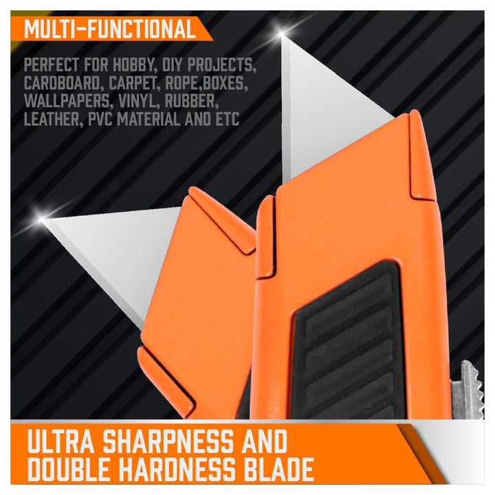 4-Pack Box Cutter Utility Knife, Heavy Duty Aluminum Shell Retractable Box Cutter for Cardboard, Boxes and Cartons, Extra 10 Blades