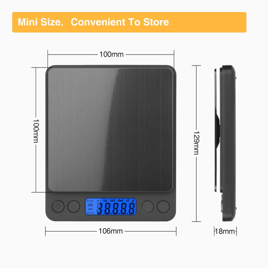 Gram Scale, Mafiti Kitchen Scale Digital Weight Mini Grams Jewelry Scale 3000gx0.5g with LCD Display Stainless Steel for Cooking Baking Jewelry Weight Postal (Battery no Include) 1Pack (Silver)