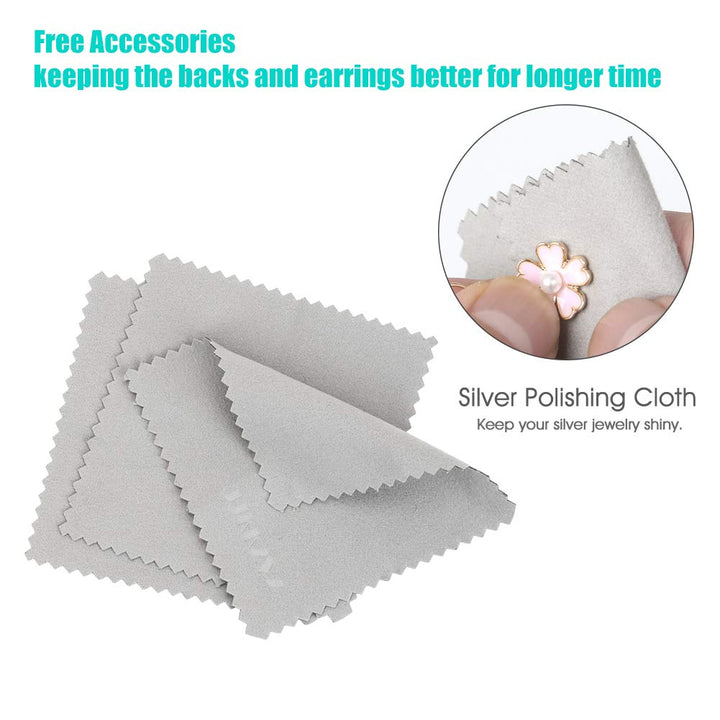 Premium Upgrade Soft Silicone Earring Backs, Hamburger Shaped Earring Safety Backs Clear Bullet Eearring Backs, Earring Backs Stopper with Jewelry Cleaning Cloth