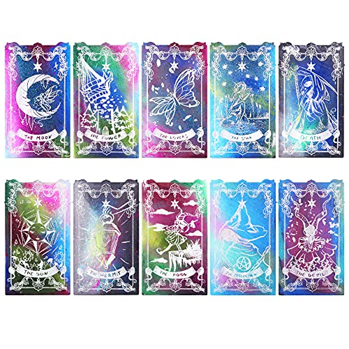 LET&#39;S RESIN Tarot Cards Resin Molds Silicone, 10 Different Major Arcana Cards Molds, Large Tarot Silicone Molds, Epoxy Resin Molds for DIY Tarot Cards, Game,Decoration