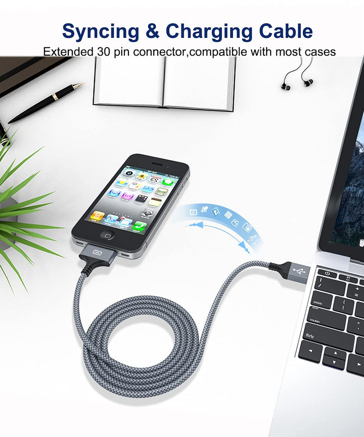 iPod Charger Cable 6.6FT 2PCS, Apple Certified 30Pin Charger USB Sync Cable,USB iPad 2 Charger High Speed Sync Charging Cord Cables for iPhone 4 4s 3G 3GS iPod Classic iPad 1 2 3 iPod Touch Nano