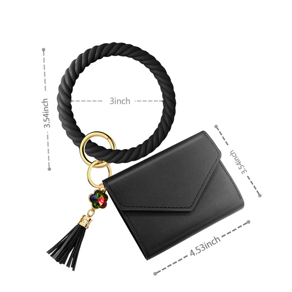 Idakekiy Wristlet Keychain, Silicon Key Ring Wallet Bra