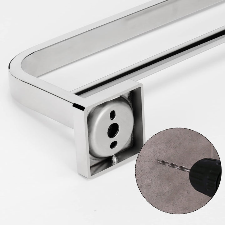 Double Bath Towel Bar, Bathroom Accessories-Thicken Stainless Steel Shower Towel Rack for Bathroom/Kitchen, Elegant Arc Edge Towel Holder Wall Mounted (Chrome Finish, 16 Inch)