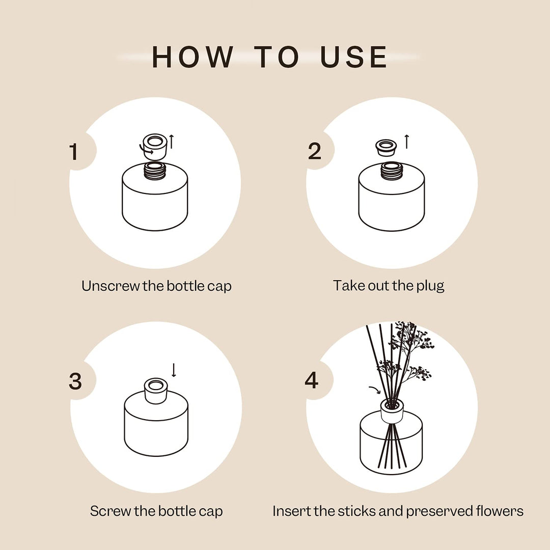 Cocorrína Premium Reed Diffuser Set with Preserved Baby&#39;s Breath &amp; Cotton Stick Lavender Thyme | 6.7oz Scent Fragrance Lavender Oil Diffuser for Bedroom Bathroom Home Décor