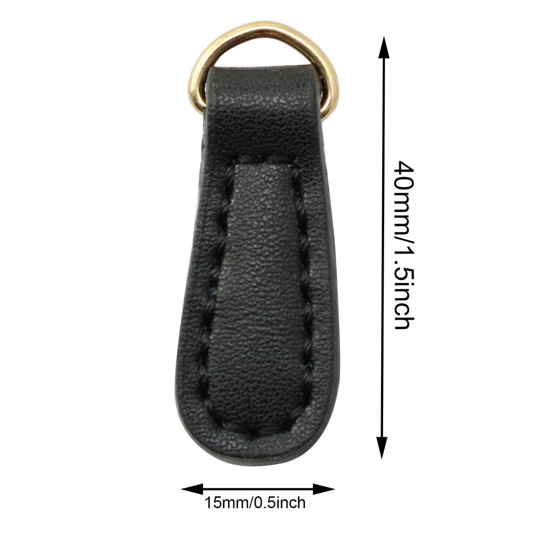 2pcs Genuine Leather Zipper Pulls Black Pull Strap Cord Zipper Pullers Durable Boot Jacket Bag Purse Accessories