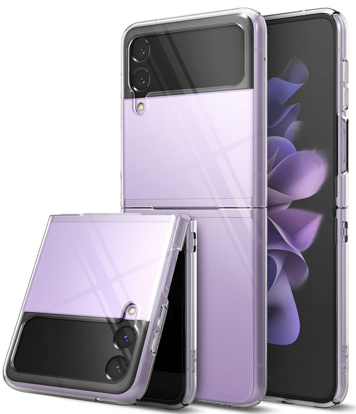 Slim Case Compatible with Samsung Galaxy Z Flip 3, Premium Thin Transparent Hard PC with Non-Slip Grip Protective Phone Cover for Z Flip3 5G (2021) - Clear