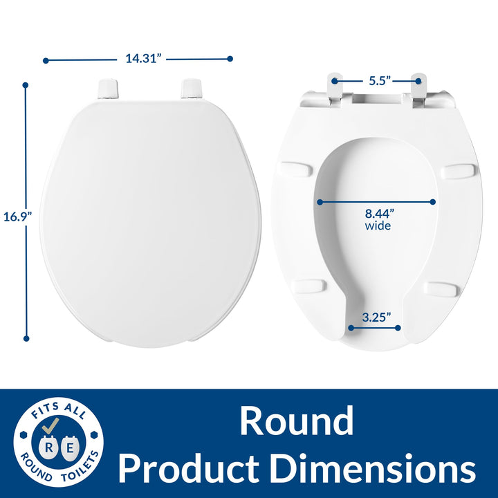 BEMIS 75 000 Commercial Open Front Toilet Seat with Cover, ROUND, Plastic, White