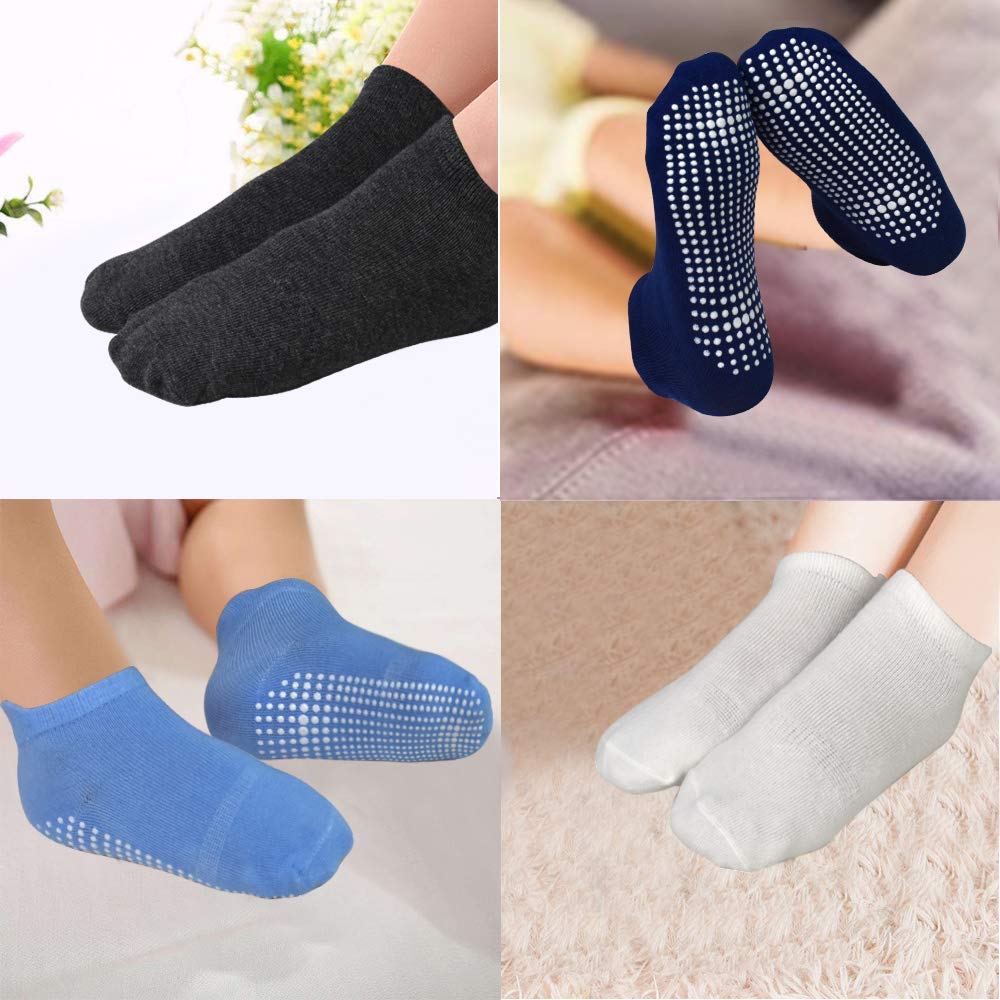 Toddlers Ankle Socks- Non Slip Kids Low Cut Socks Toddler Boys Girls Socks with Grips, 12 Pairs Kid Anti Skid Sticky Socks 12-36 Months 1-3 Years Old