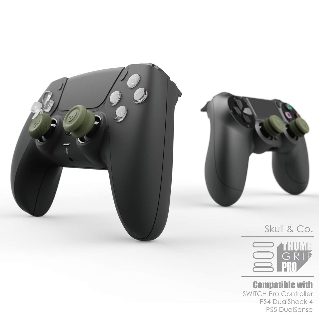 Skull &amp; Co. Skin, CQC and FPS Thumb Grip Set Joystick Cap Analog Stick Cap for Nintendo Switch Pro Controller &amp; PS5 / PS4 / Slim/Pro Controller- Black, 3Pairs(6pcs)