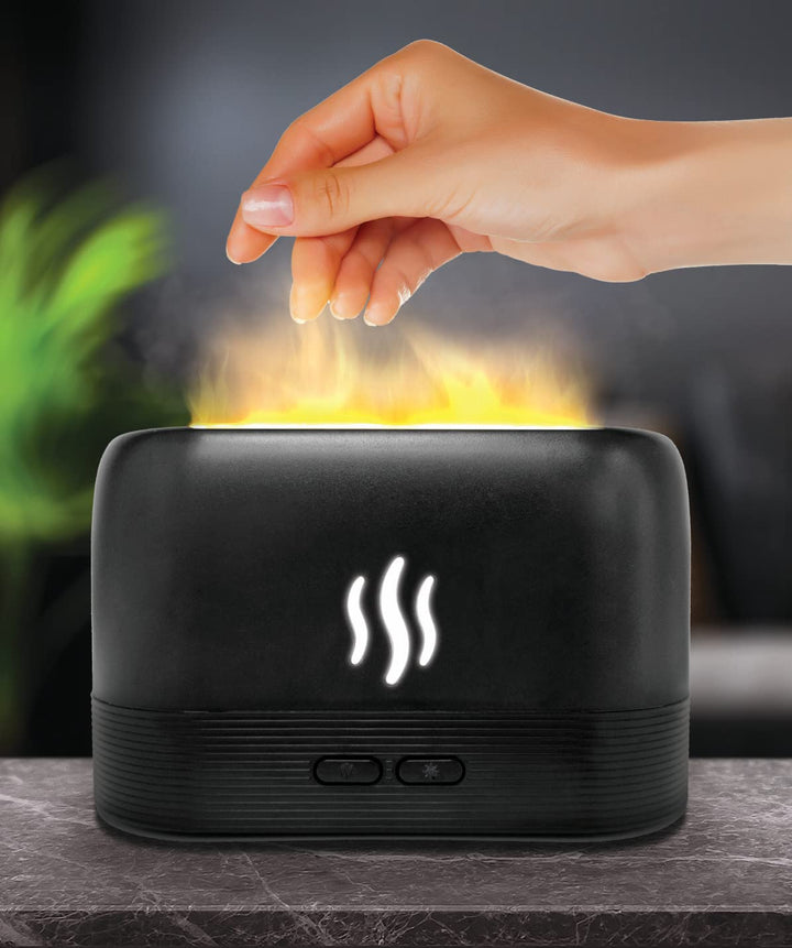 Humidy Flame Noiseless Humidifier, Air Diffuser for Home &amp; Office, Portable Aroma Diffuser Great for Yoga or Relaxation, Essential Oil Diffuser, LED Lighting is Safe to Touch