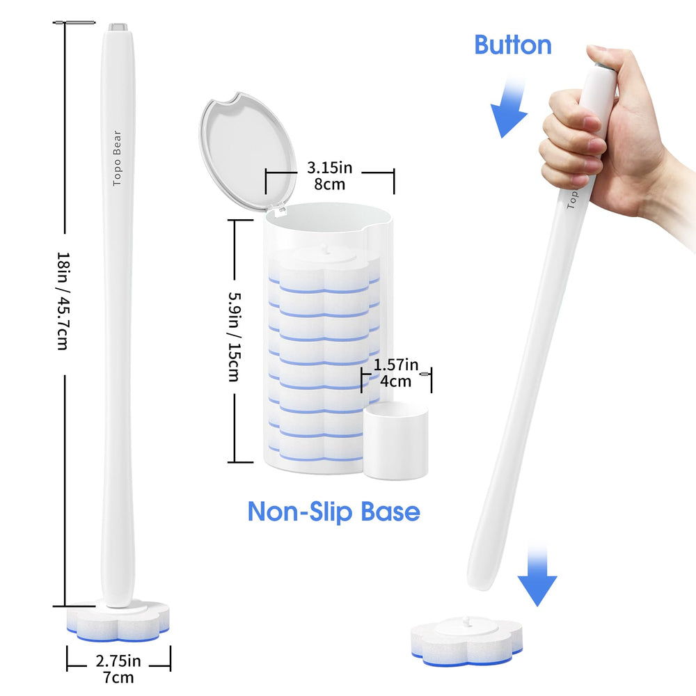 Disposable Toilet Bowl Brush with 40 Toilte Wand Refills, Toilet Bowl Cleaner Wands, Toilet Cleaning System Starter Kit