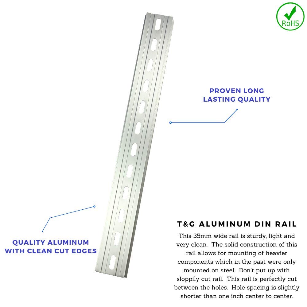 ICI T&amp;G 2 Pieces DIN Rail Slotted Aluminum RoHS 8 Inches Long 35mm Wide 7.5mm High