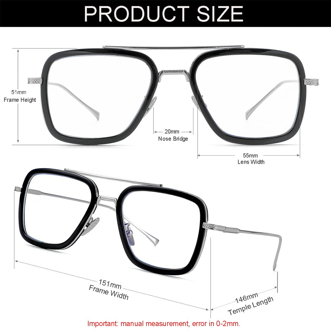 NIDOVIX Tony Stark Style Blue Light Blocking Glasses for Men Women, Iron Man and Spider-Man Computer Gaming Glasses (Black/Silver)
