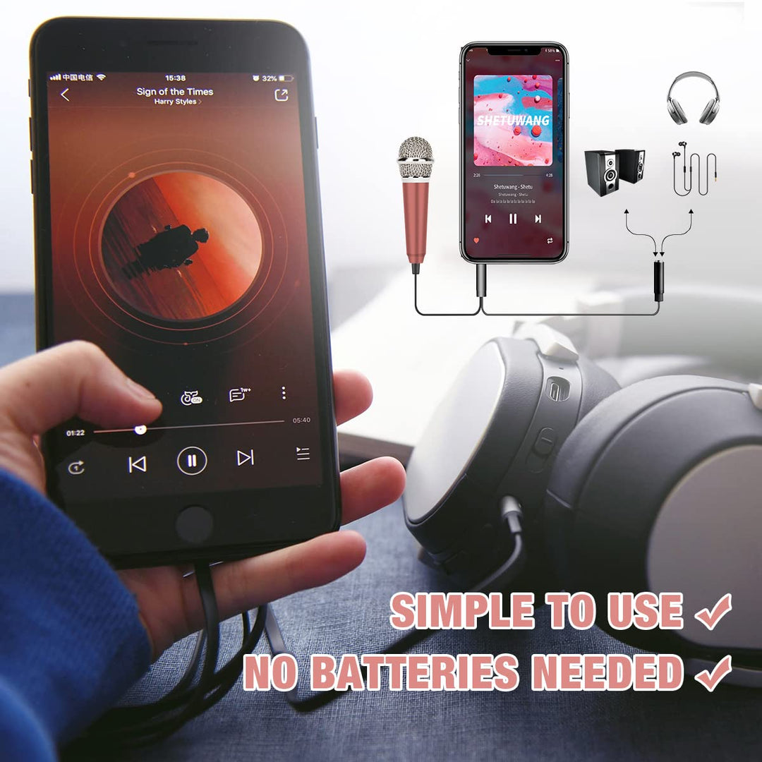 Mini Microphone,Portable Vocal Tiny Microphone, Asmr Microphone ,Phone Microphone, Mini Karaoke Microphone for Voice Recording Chatting And Singing On Iphone,Android,Laptop Notebook(Rose gold)