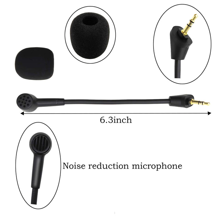 Replacement Gaming Headphone Mic compatible for Kingston HyperX Cloud Alpha S/Alpha Gaming Headset,with Foam Cover Noise Cancelling 3.5mm Detachable Headsets Micphone Boom