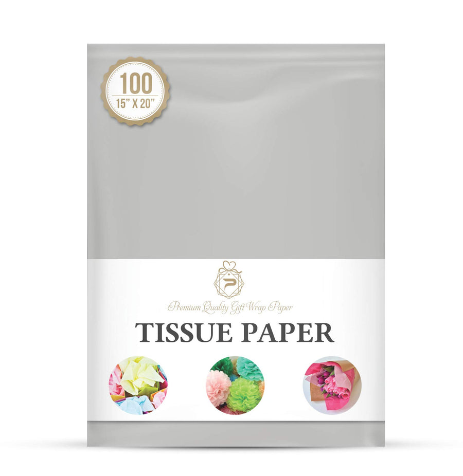 GREY GRAY Bulk Tissue Paper 15 x 20 - 100 Sheets