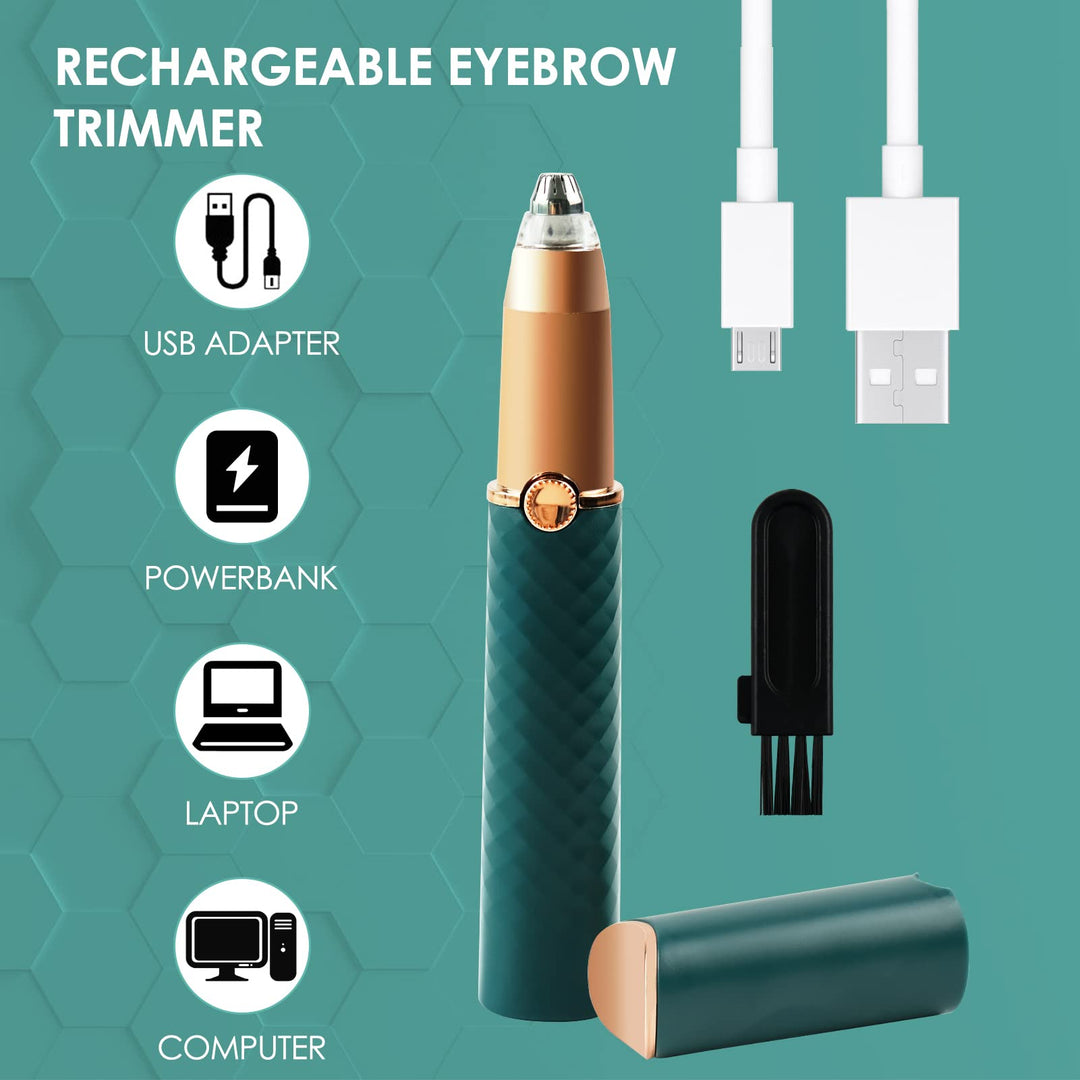 Rechargeable Eyebrow Trimmer - Painless Nose Hair &amp; Eyebrow Hair Remover Precision Eyebrow Razor Electric Eyebrow Hair Shaper for Men Women, Hair Epilator for Eyebrow, Face, Lips, Nose, Ear