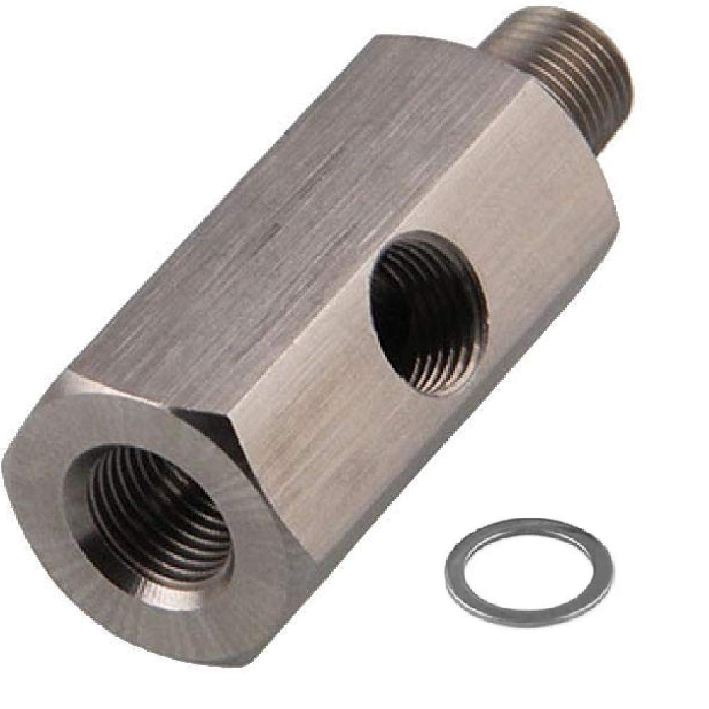 Stainless Steel 1/8 NPT Tee Oil Pressure Sensor Adapter, Fitting Pressure Switch Gauge Turbo Supply Feed line Connector for Most Cars SUVs Trucks