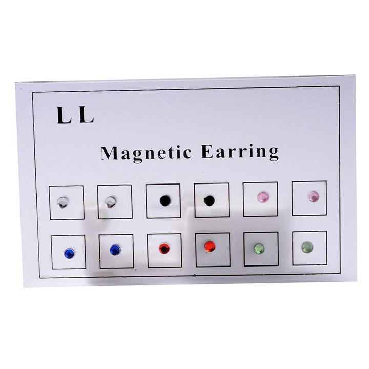 12pcs Crystal Magnetic Stud Earring Magnet Nose Ear Lip Stud Non Piercing, Women Men Steel Crystal Fake Nose Lip Ring Clip Nose Ring Fake Cheater Jewelry Gift