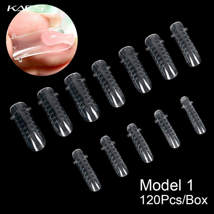 120PCS Clear Full Cover Dual Nail System Form UV Gel Acrylic Nail Art Mold Artificial Nail Tips with Scale for Extension (MODEL 2)