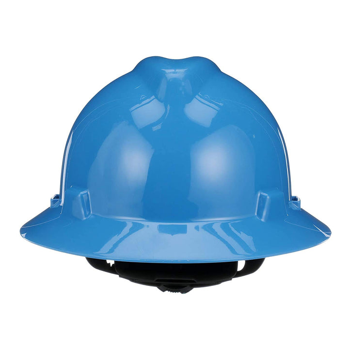 475368 V-Gard Full-Brim Hard Hat With Fas-Trac III Ratchet Suspension | Polyethylene Shell, Superior Impact Protection, Self Adjusting Crown-Straps - Standard Size in Blue