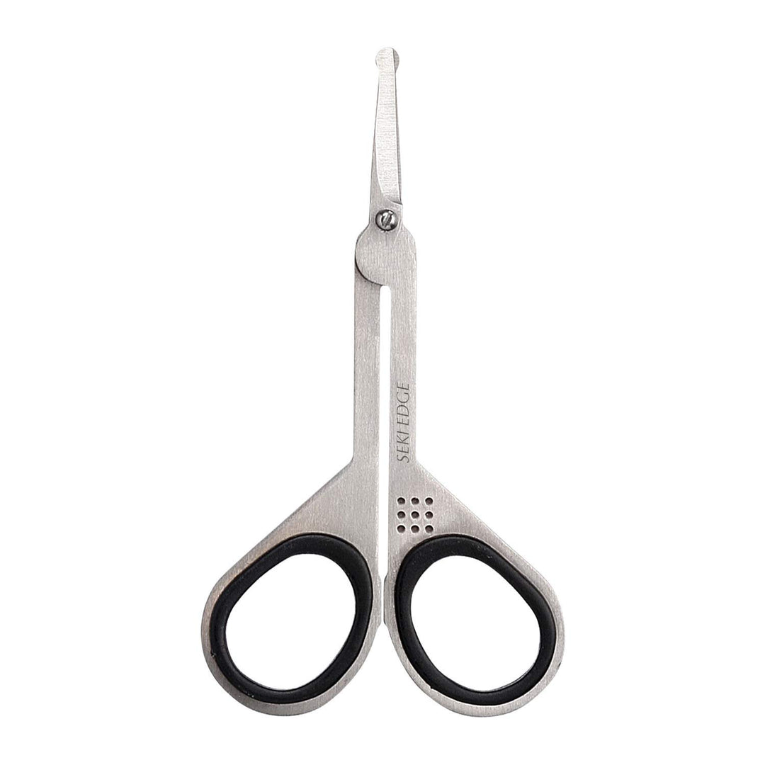 Seki Edge Stainless Steel Nostril Scissors (SS-908) - Safety Grooming Scissors with Round Blunt Tips for Trimming Nose Hair &amp; Other Facial Hair for Men &amp; Women - Made in Japan