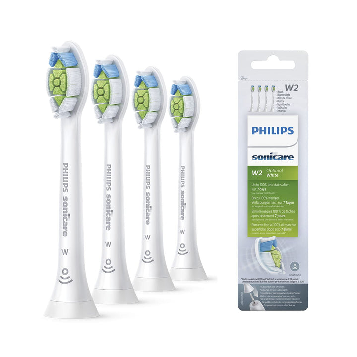 Original W2 Optimal White Standard Sonic Toothbrush Heads - 4 Pack in White (Model HX6064/10)